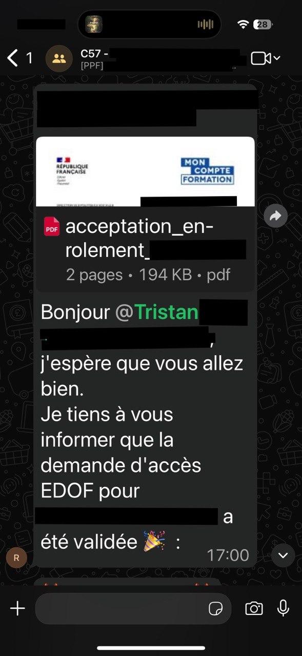 Acceptation enrôlement EDOF