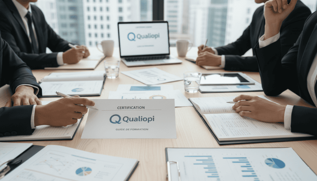 une réunion de travail avec documents de formation sur une table