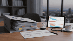 PC et documents audit QUaliopi posés sur une table de bureau