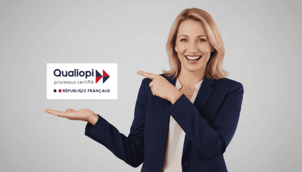 Femme professionnelle qui présente Qualiopi
