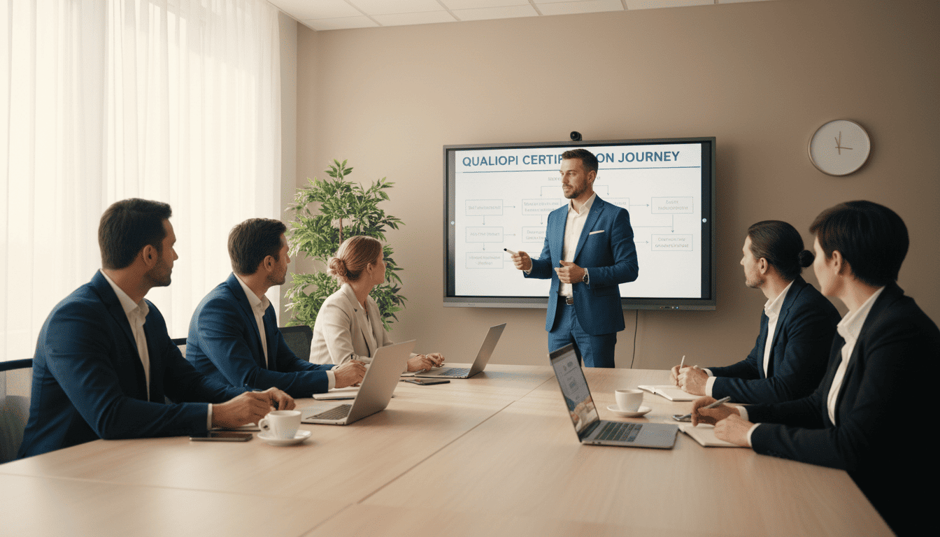 Collaborateurs dans une salle de réunion RNQ